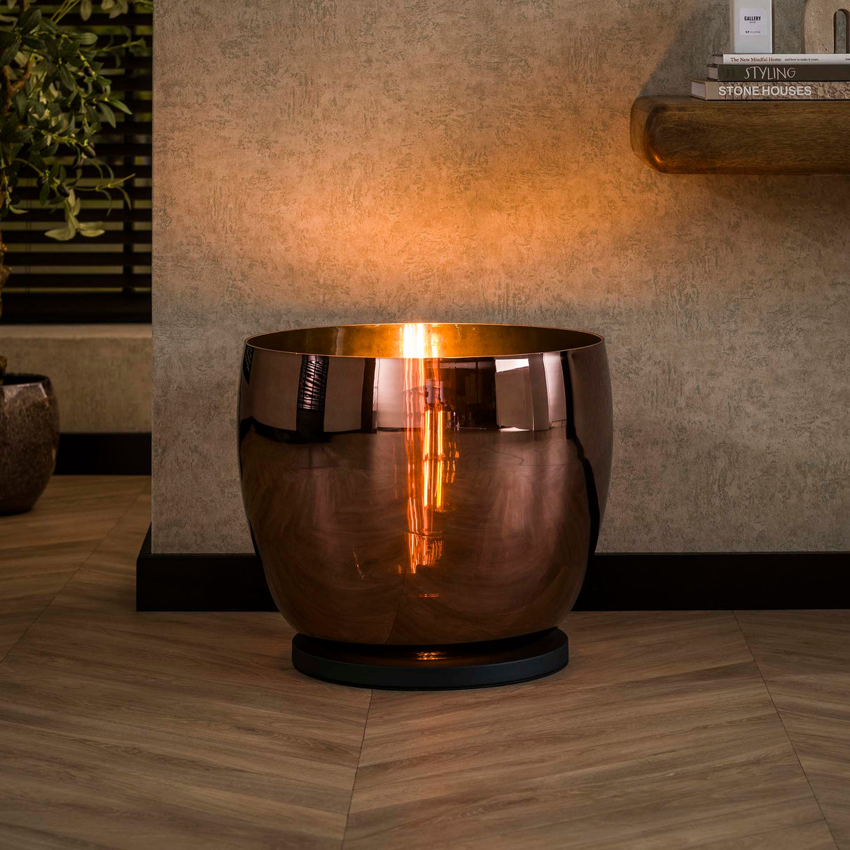 Stehlampe Dain UP XXL Kupferfarbenes Glas 