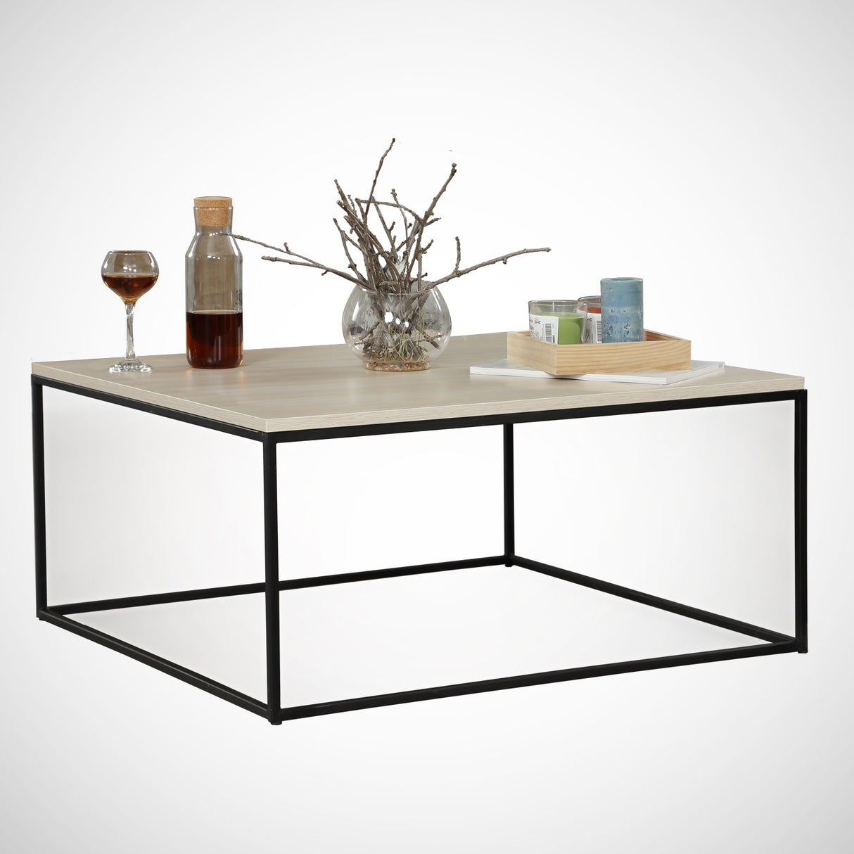 Couchtisch Quadrat 75x75 cm Pola - Eichenholz Melamin 