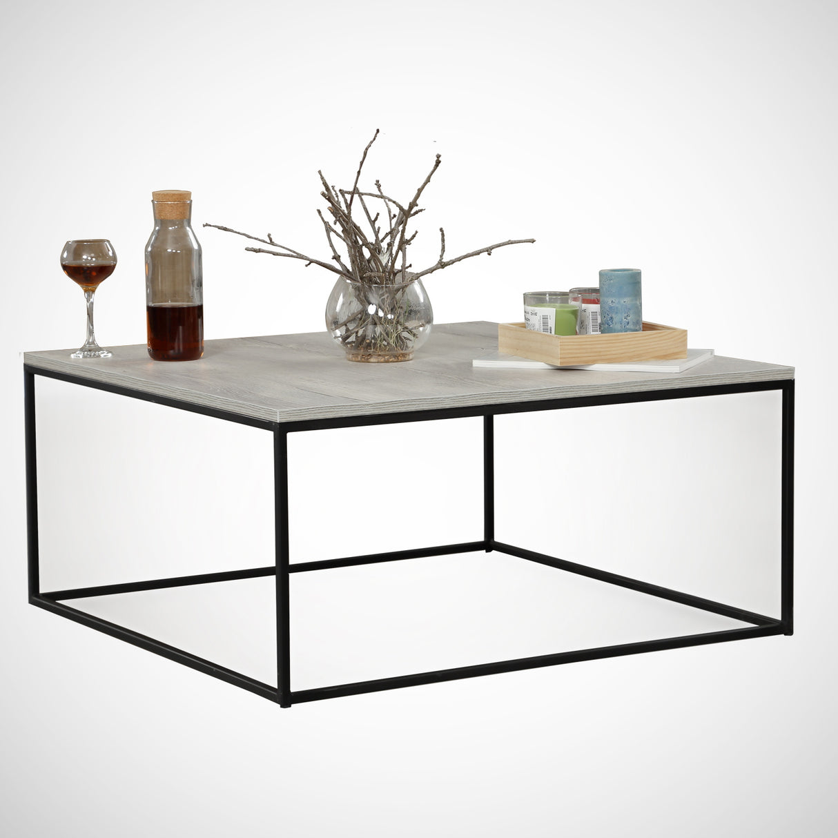 Couchtisch Quadrat 75x75 cm Pola - Grau Holz Melamin 