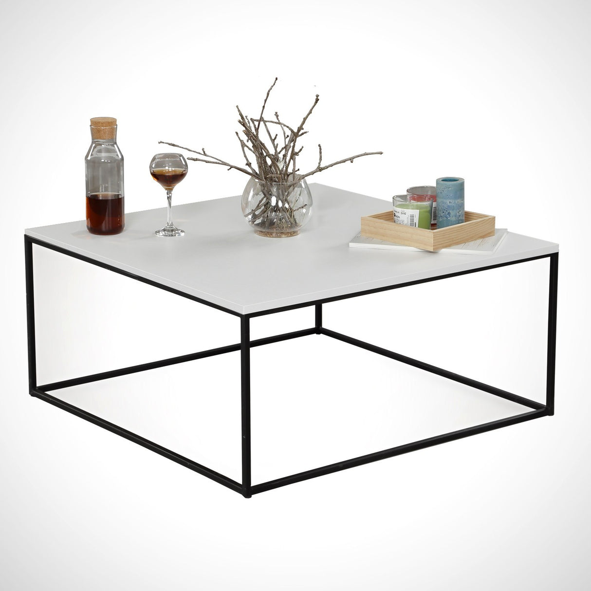 Couchtisch Quadrat 75x75 cm Pola - Weiß Melamin 