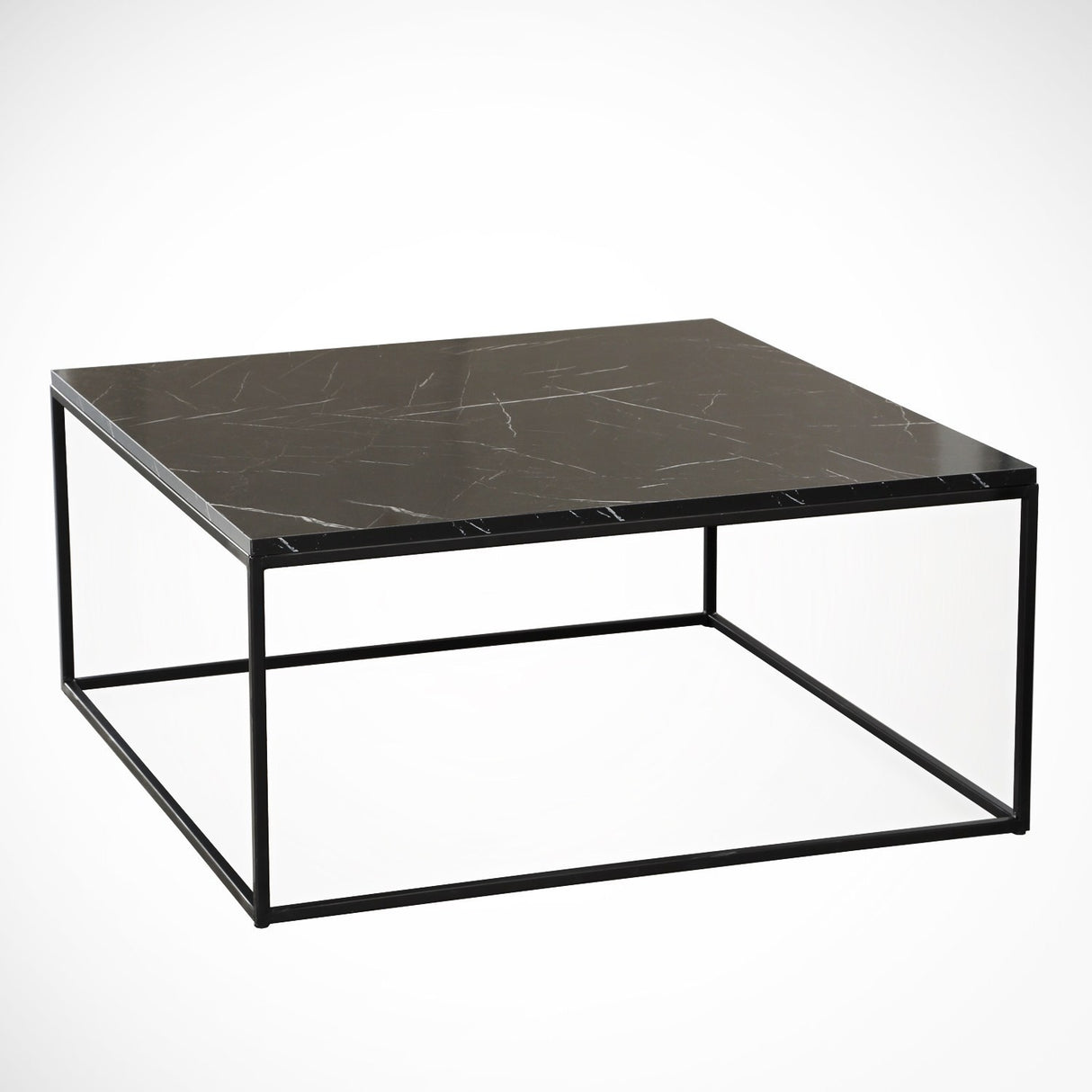 Couchtisch Quadrat 75x75 cm Pola - Schwarz Marmorlook Melamin 