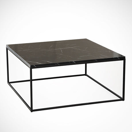 Couchtisch Quadrat 75x75 cm Pola - Schwarz Marmorlook Melamin 
