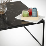 Couchtisch Quadrat 75x75 cm Pola - Schwarz Marmorlook Melamin 