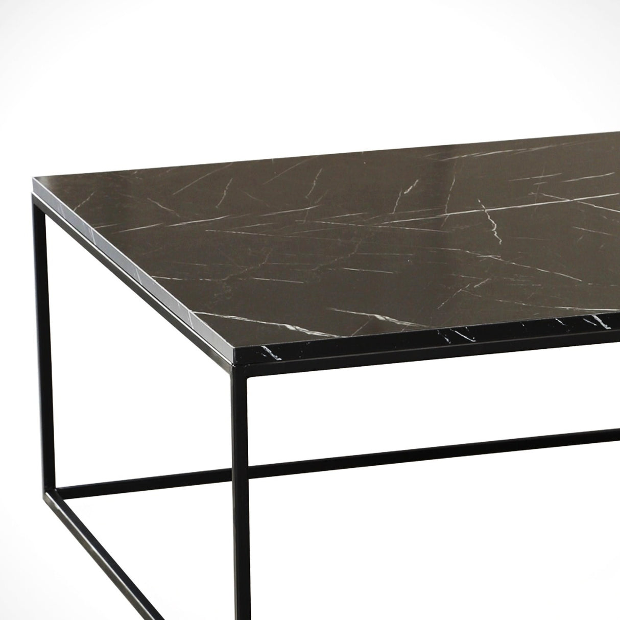 Couchtisch Quadrat 75x75 cm Pola - Schwarz Marmorlook Melamin 