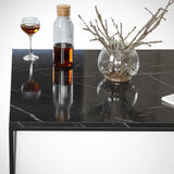 Couchtisch Quadrat 75x75 cm Pola - Schwarz Marmorlook Melamin 