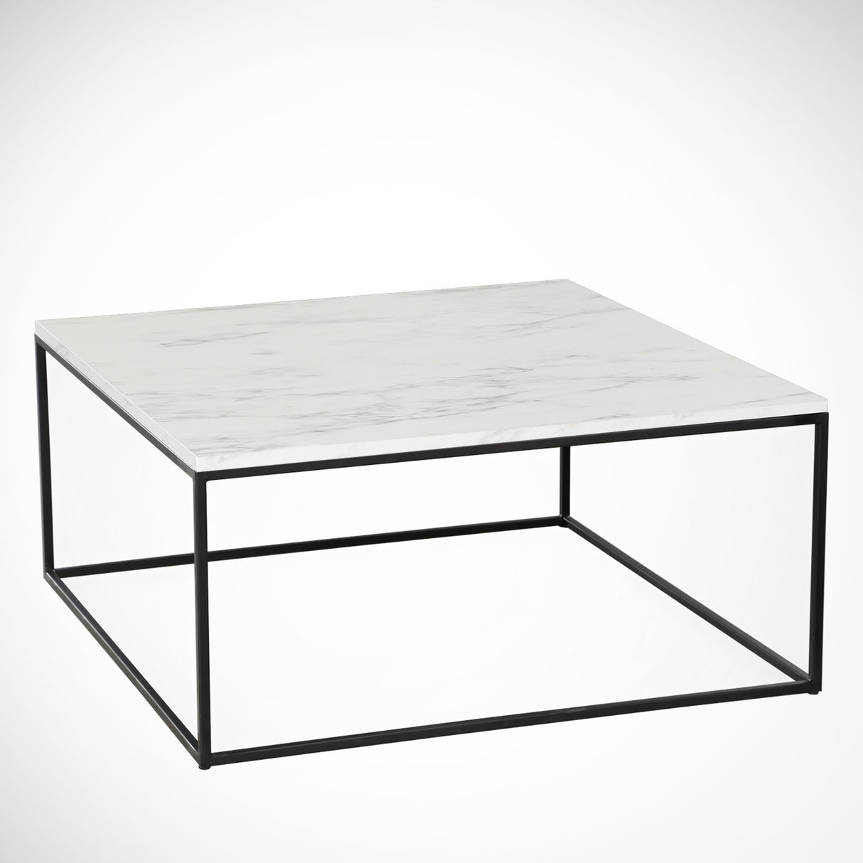 Couchtisch Quadrat 75x75 cm Pola - Weiß Marmorlook Melamin 