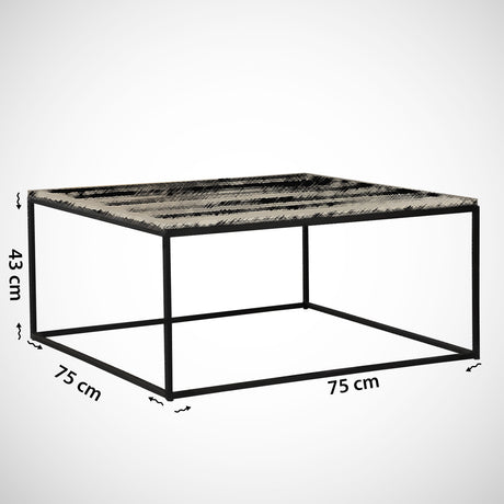 Couchtisch Quadrat 75x75 cm Pola - Weiß Marmorlook Melamin 
