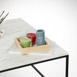 Couchtisch Quadrat 75x75 cm Pola - Weiß Marmorlook Melamin 