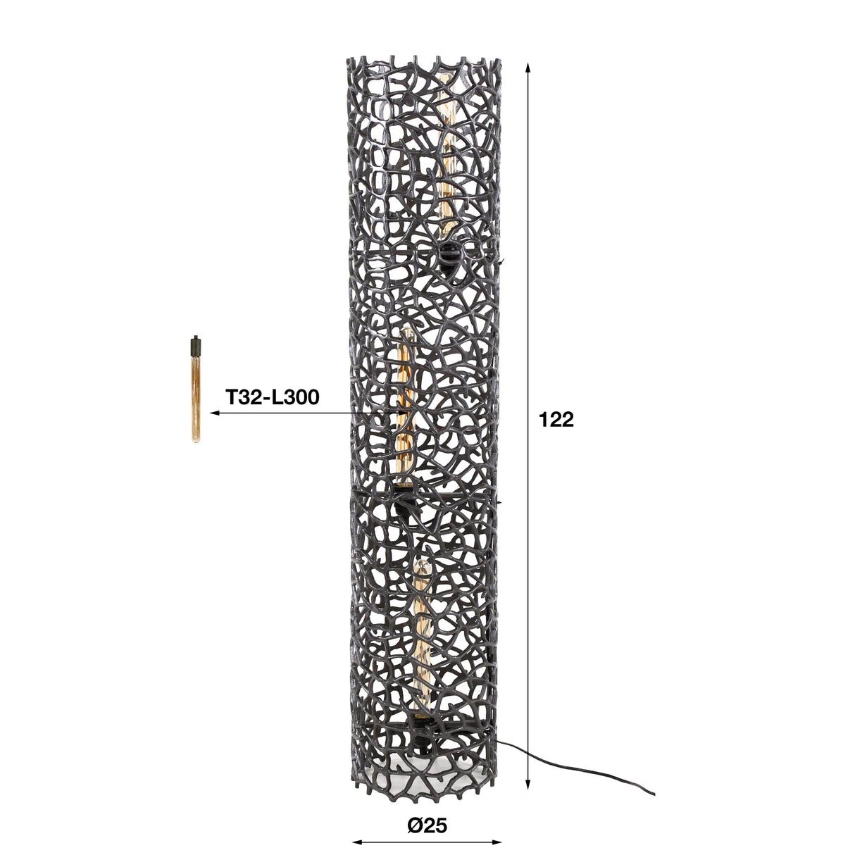 Stehleuchte Florine Metallzylinder Ø25 cm L