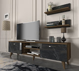 TV -Möbel Ayden Walnut Marmor Melamine 150x40.6x29.5 cm