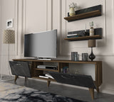 TV -Möbel Ayden Walnut Marmor Melamine 150x40.6x29.5 cm