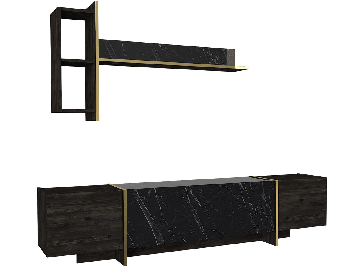 TV -Möbelset Veyron Black Gold Melamin 180x45x32.3 cm