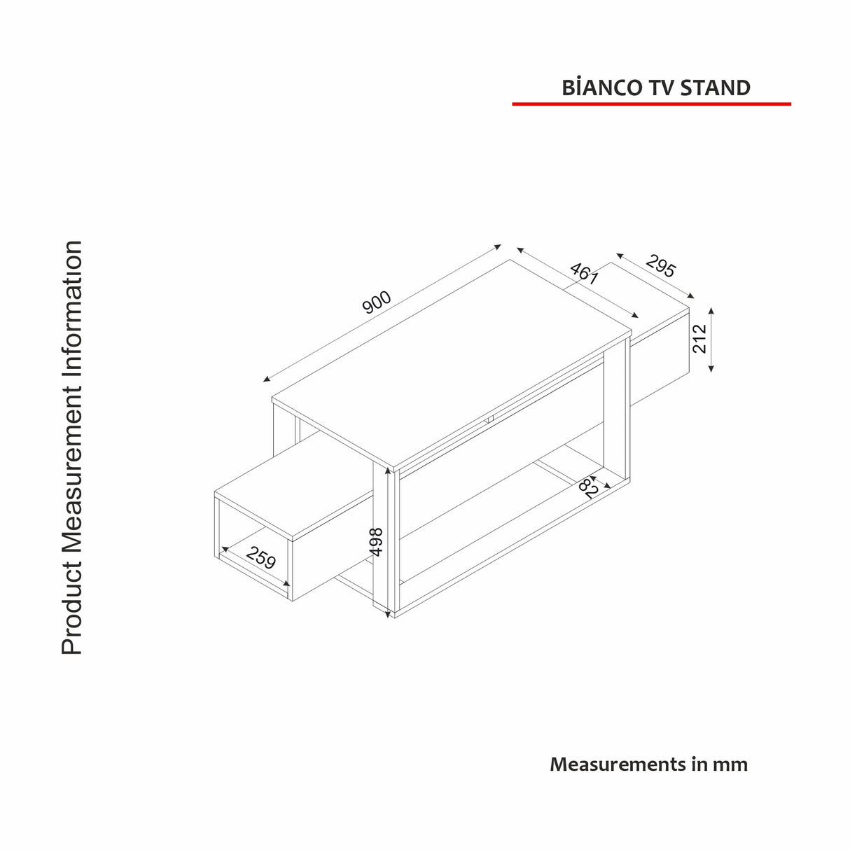 TV -Möbel Bianco Black Gold Melamin 160x49.8x46.1 cm