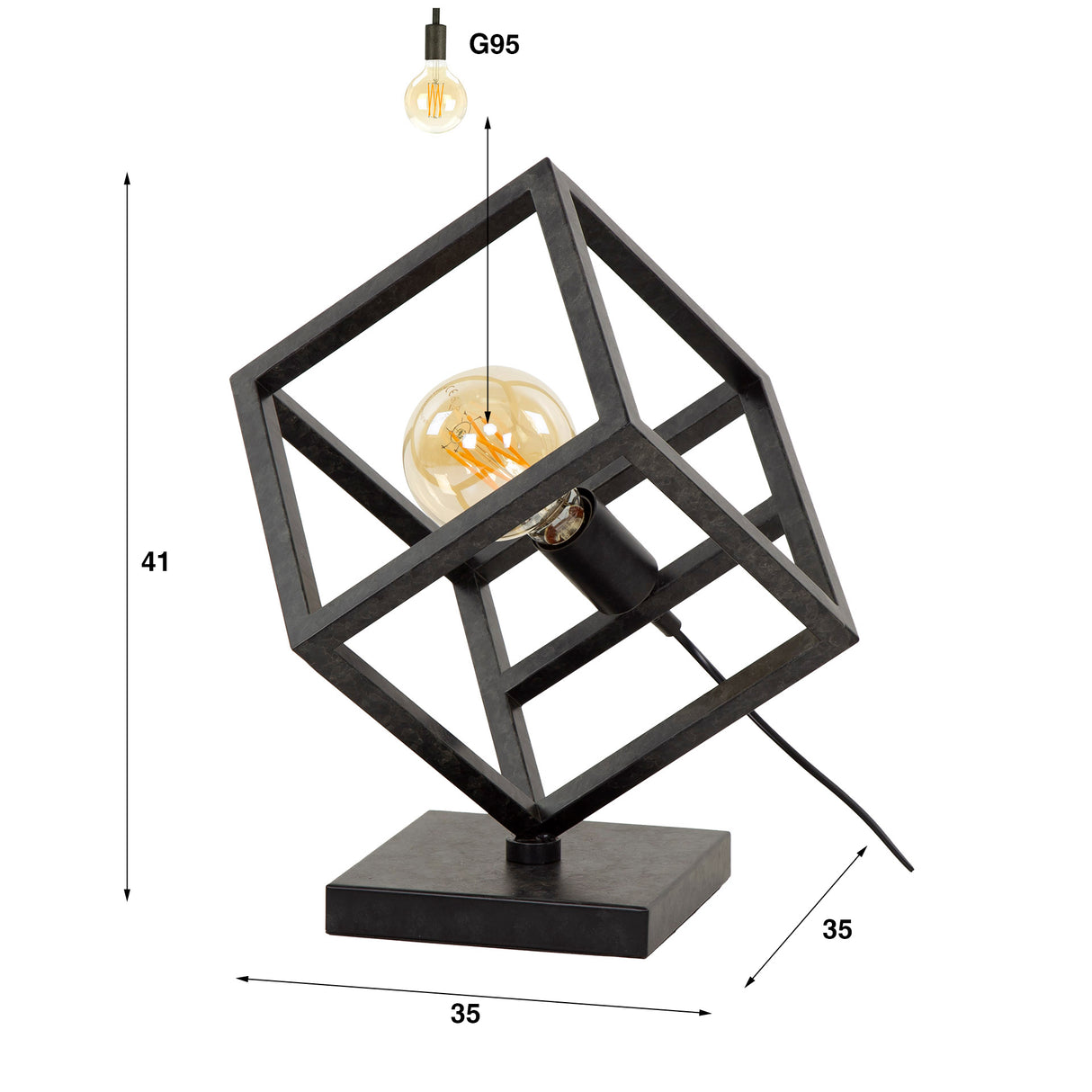 Tischlampe Drew Würfel schwarz 