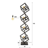 Stehlampe Drew 4-flammig Würfel schwarz 