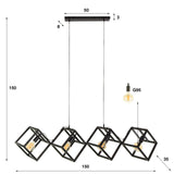 Hängelampe Drew 4-flammig Würfel schwarz 