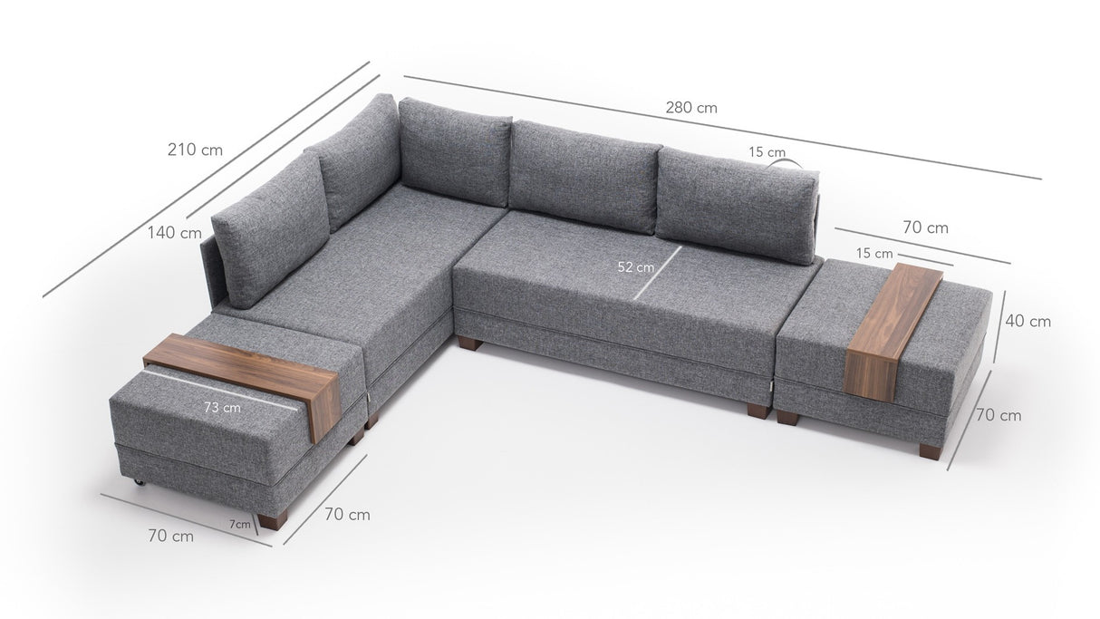 Ecksofa mit Schlaffunktion Left Fly Grey