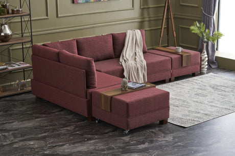 Ecksofa mit Schlaffunktion Left Fly Claret Red