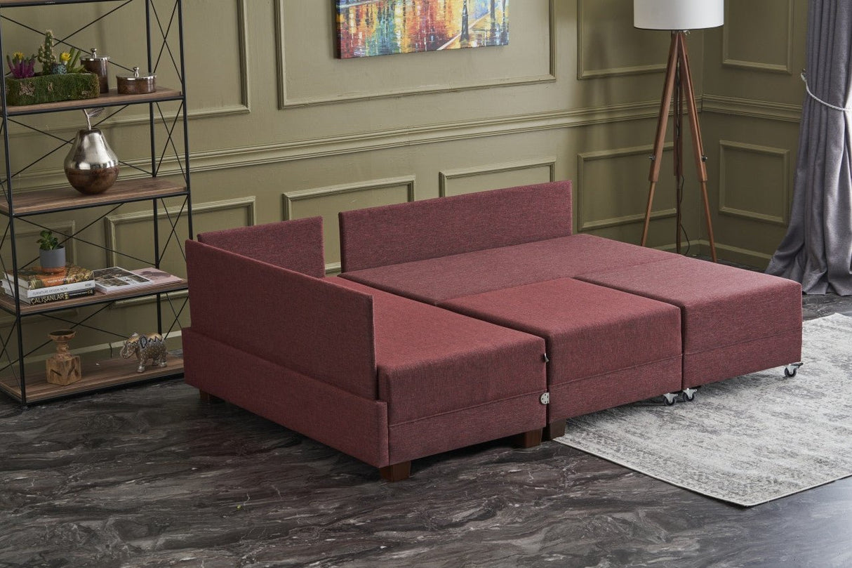 Ecksofa mit Schlaffunktion Left Fly Claret Red