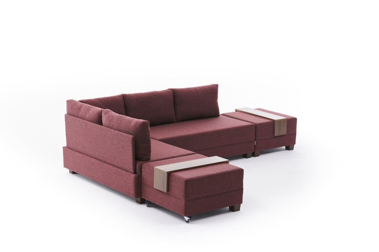 Ecksofa mit Schlaffunktion Left Fly Claret Red