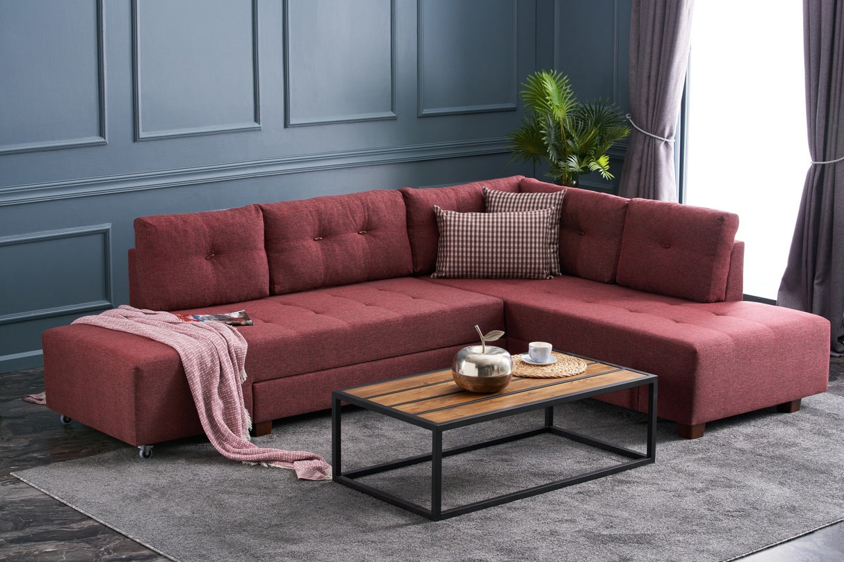 Ecksofa mit Schlaffunktion rechts Manama Claret Red