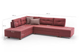 Ecksofa mit Schlaffunktion Links Manama Claret Red