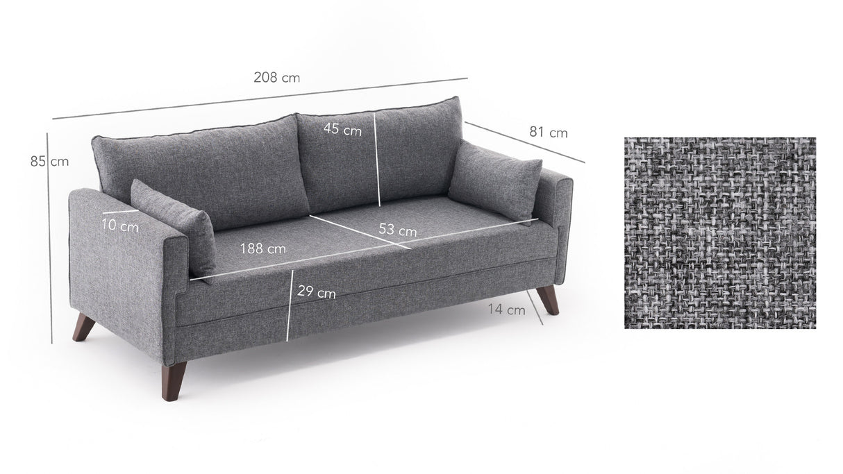 3-Sitzer-Sofa Bella Grey