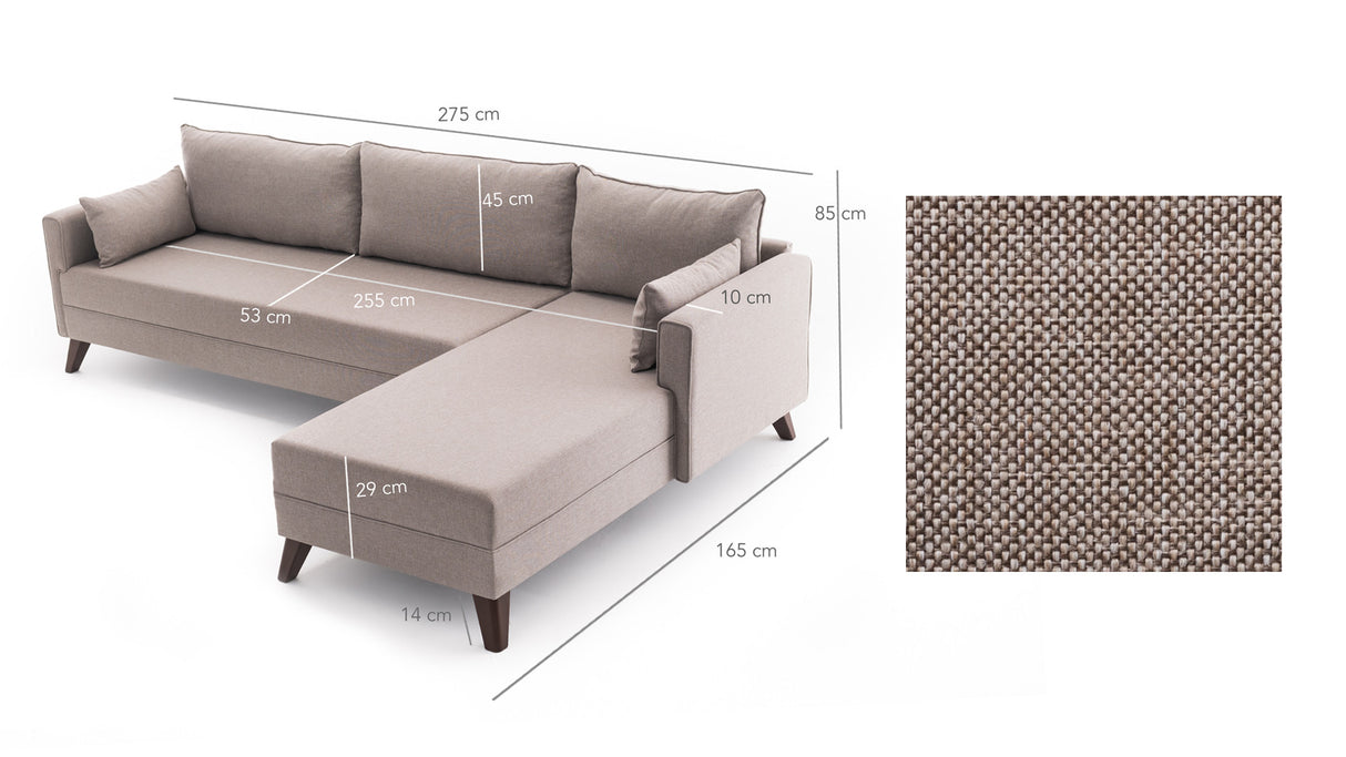 Ecksofa rechts Bella Creme