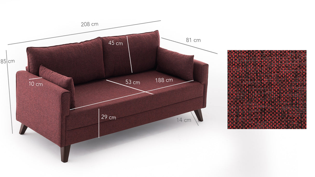 3-Sitzer-Schlafsofa Bella Claret Red