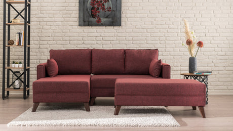 Ecksofa mit Schlaffunktion Links Bella Claret Red