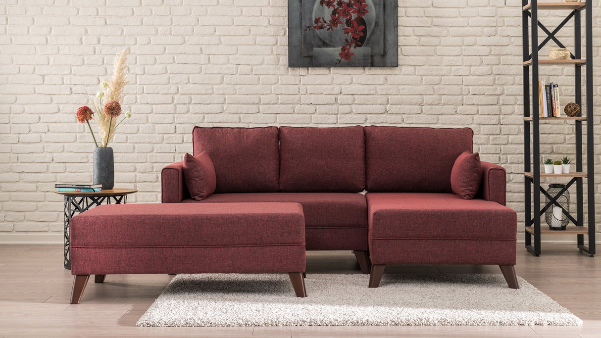 Ecksofa mit Schlaffunktion Rechts Bella Claret Red