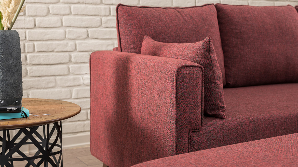 Ecksofa mit Schlaffunktion Rechts Bella Claret Red