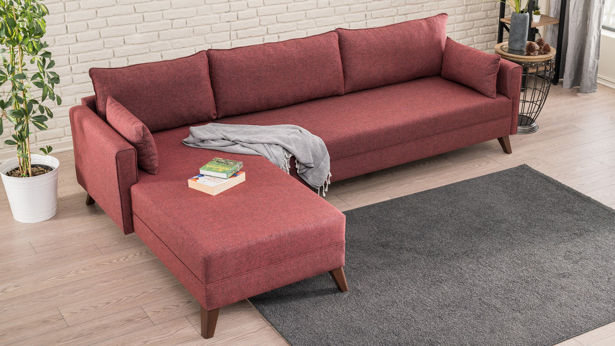 Ecksofa links Bella Claret Red