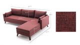 Rechtes Ecksofa Bella Claret Red