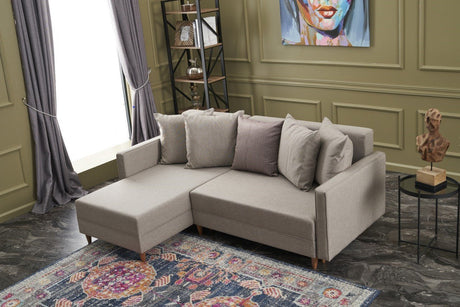 Ecksofa mit Schlaffunktion Links Aydam Creme