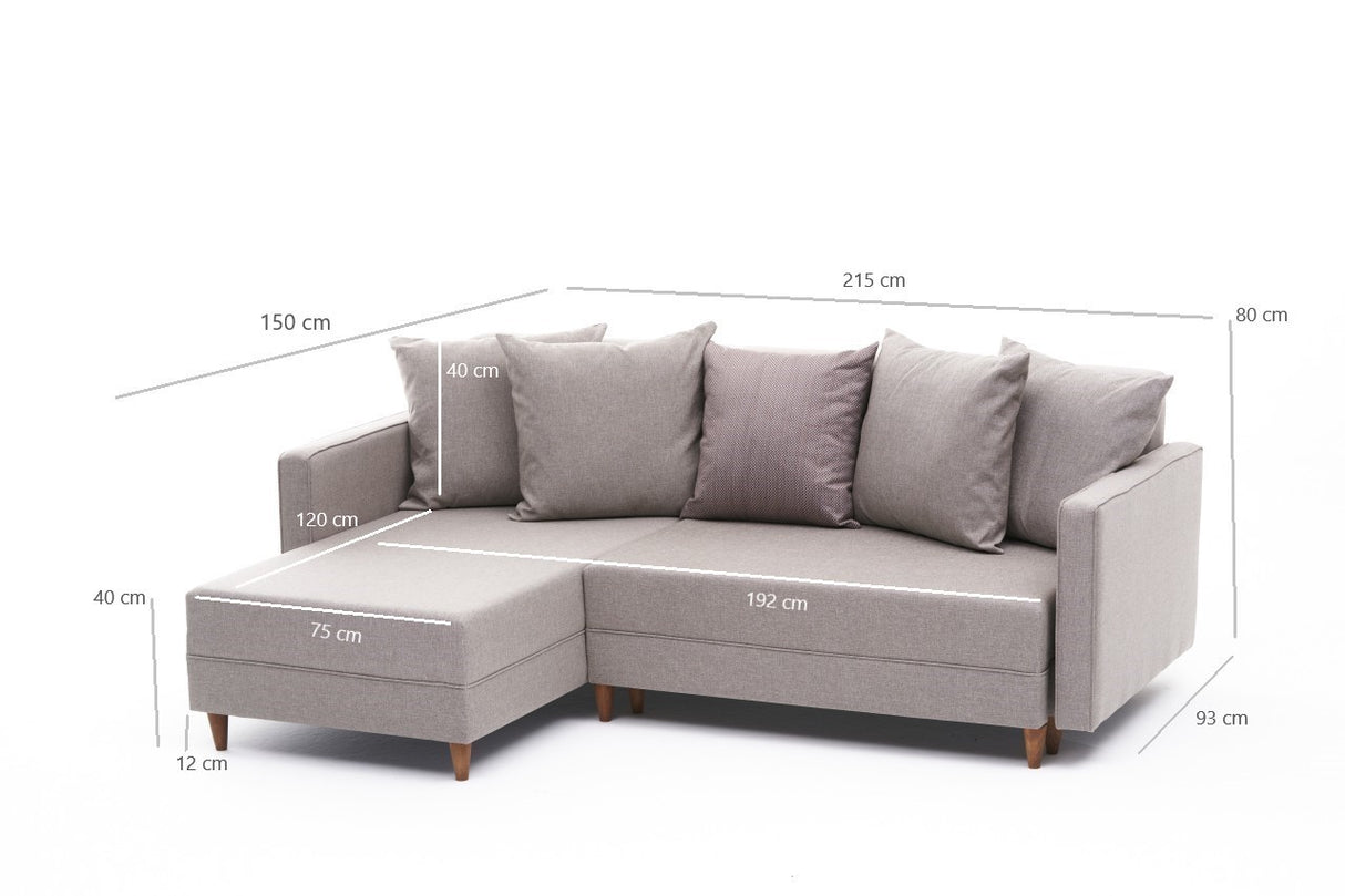 Ecksofa mit Schlaffunktion Links Aydam Creme