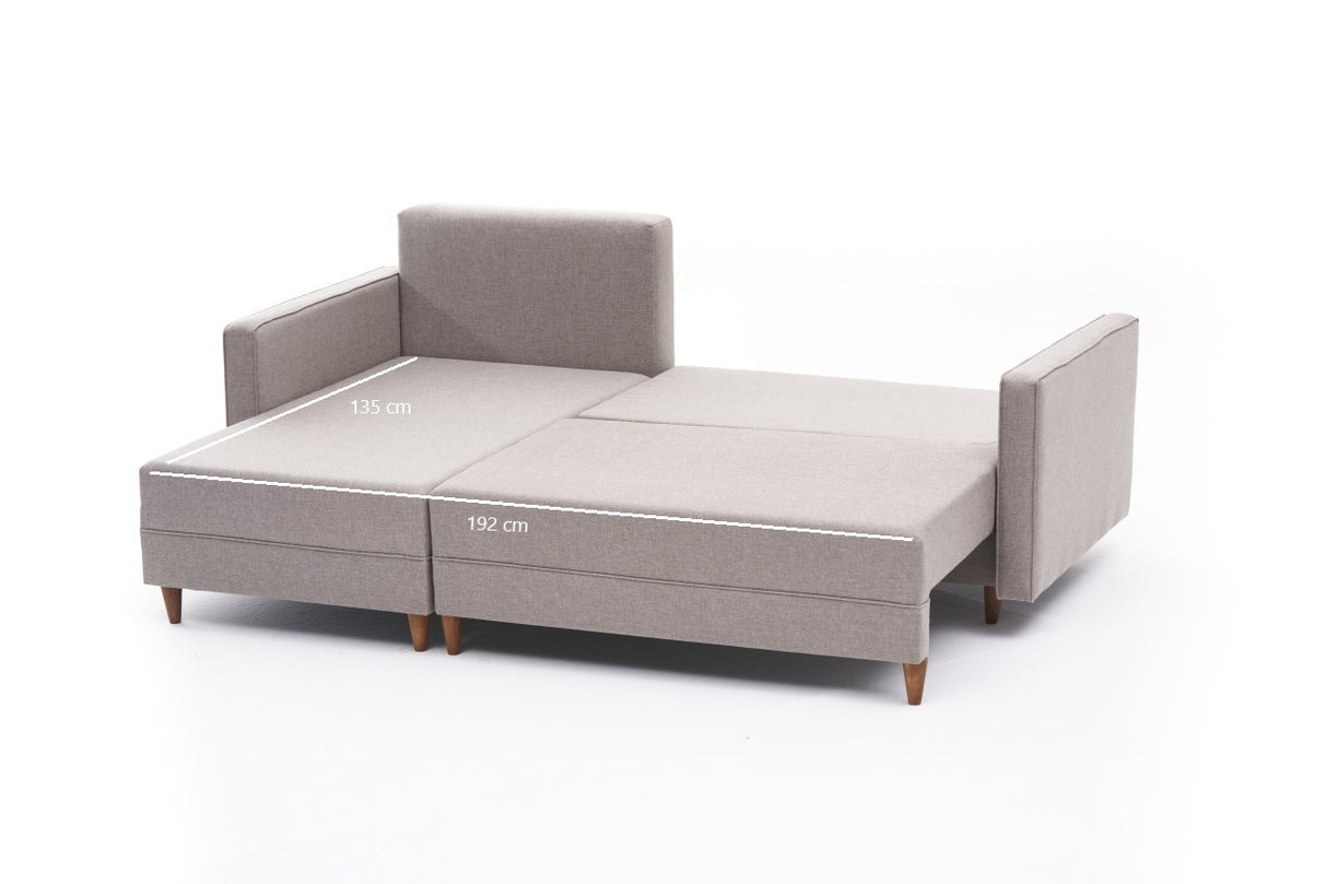 Ecksofa mit Schlaffunktion Links Aydam Creme