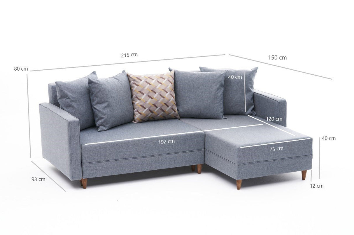 Ecksofa mit Schlaffunktion Rechts Aydam Blue