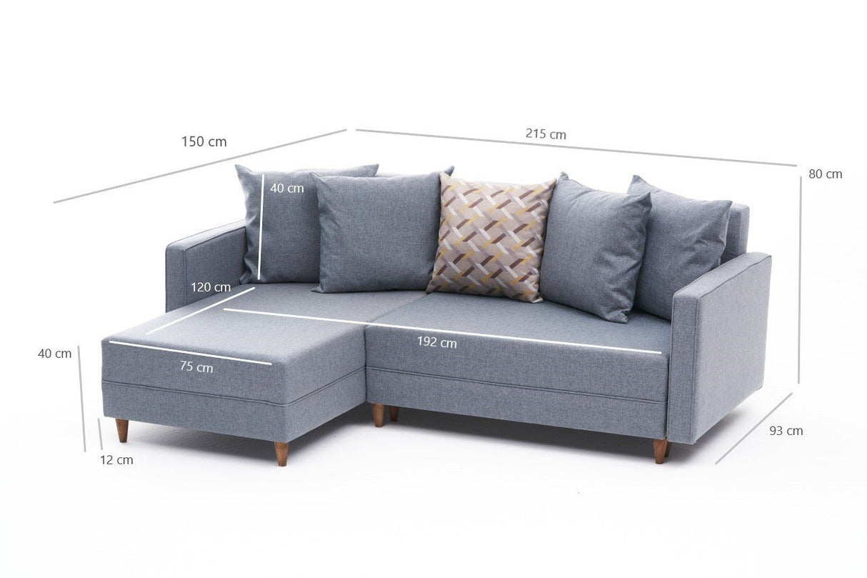 Ecksofa mit Schlaffunktion Links Aydam Blue