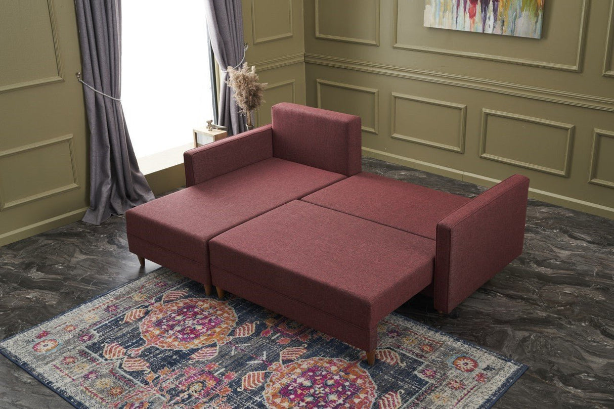 Ecksofa mit Schlaffunktion Links Aydam Claret Red