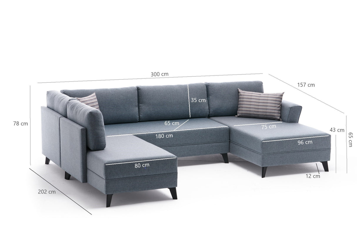 Ecksofa mit Schlaffunktion Eris Blue