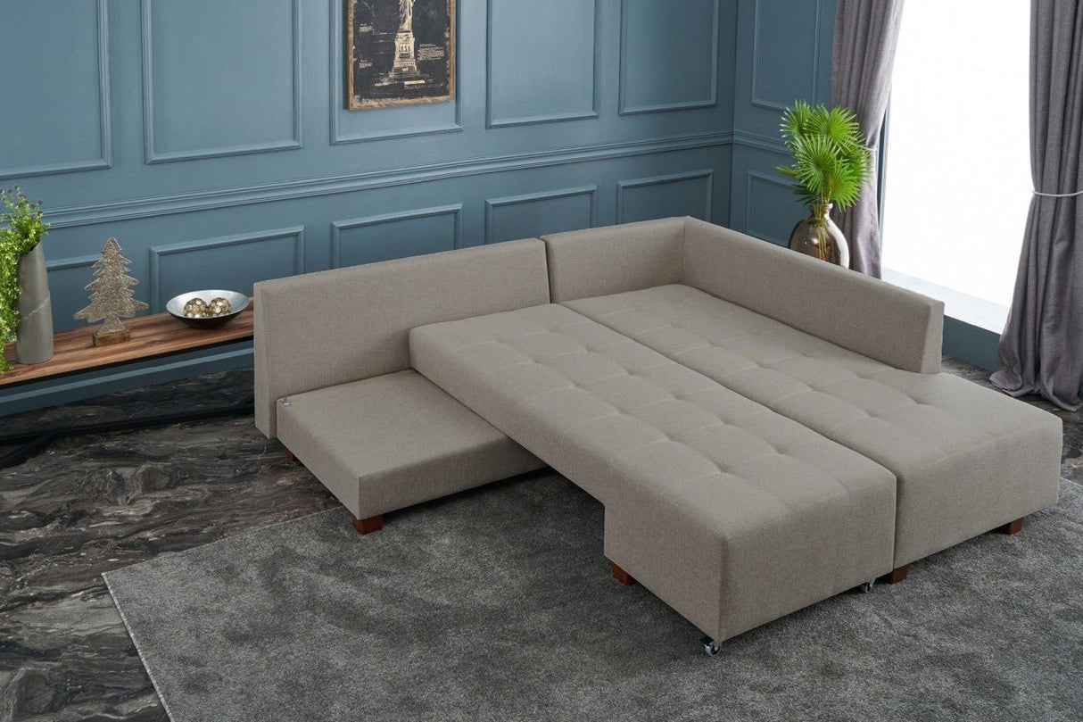 Ecksofa mit Schlaffunktion rechts Manama Creme