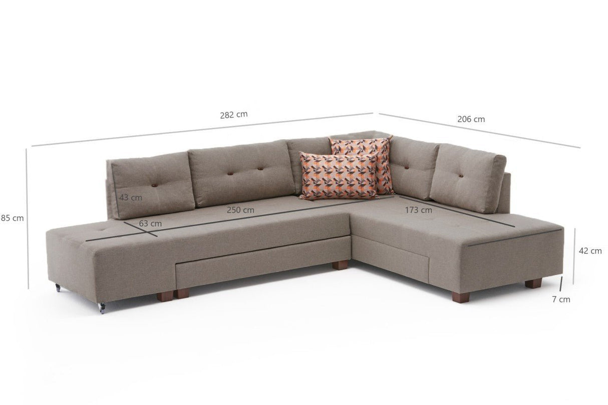 Ecksofa mit Schlaffunktion rechts Manama Creme