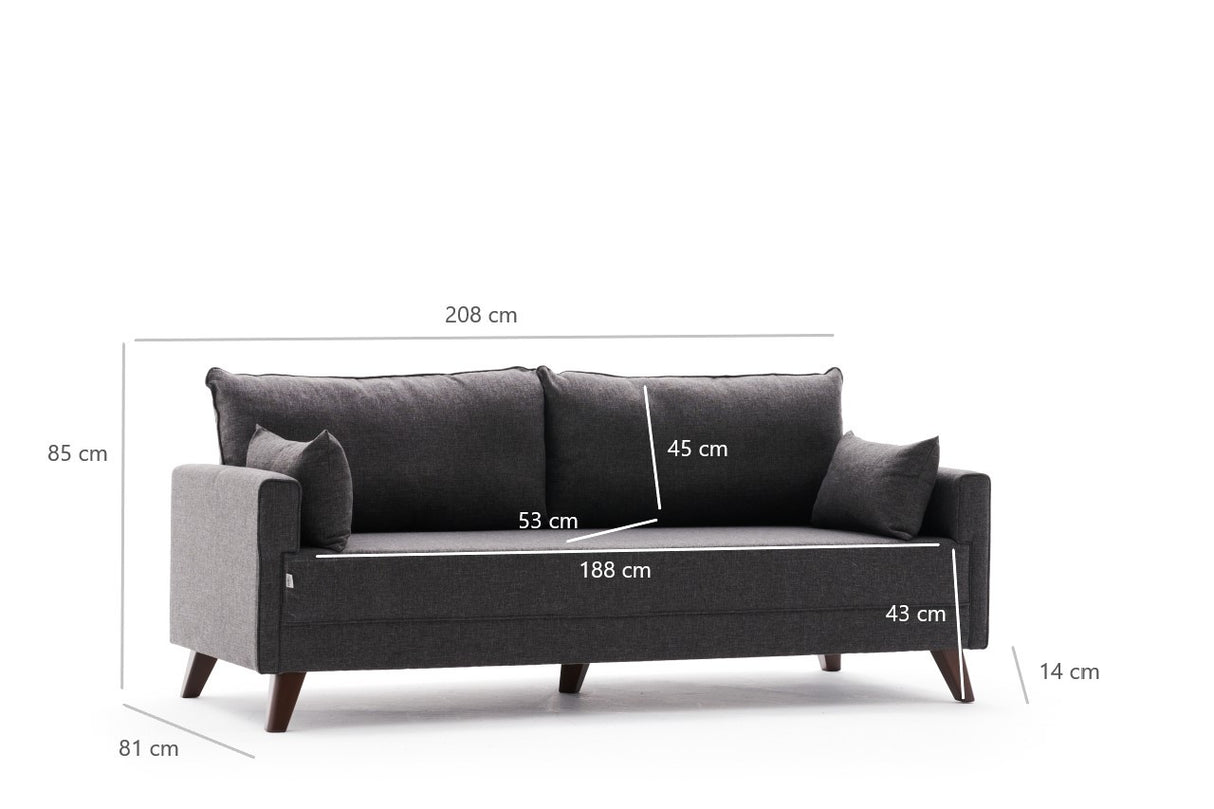 3-Sitzer-Schlafsofa Bella Anthrazit