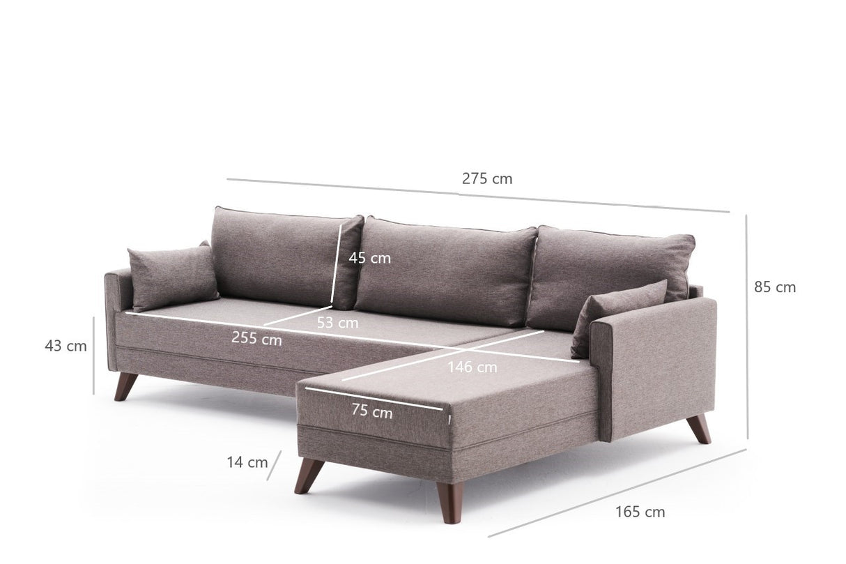 Rechtes Ecksofa Bella Brown