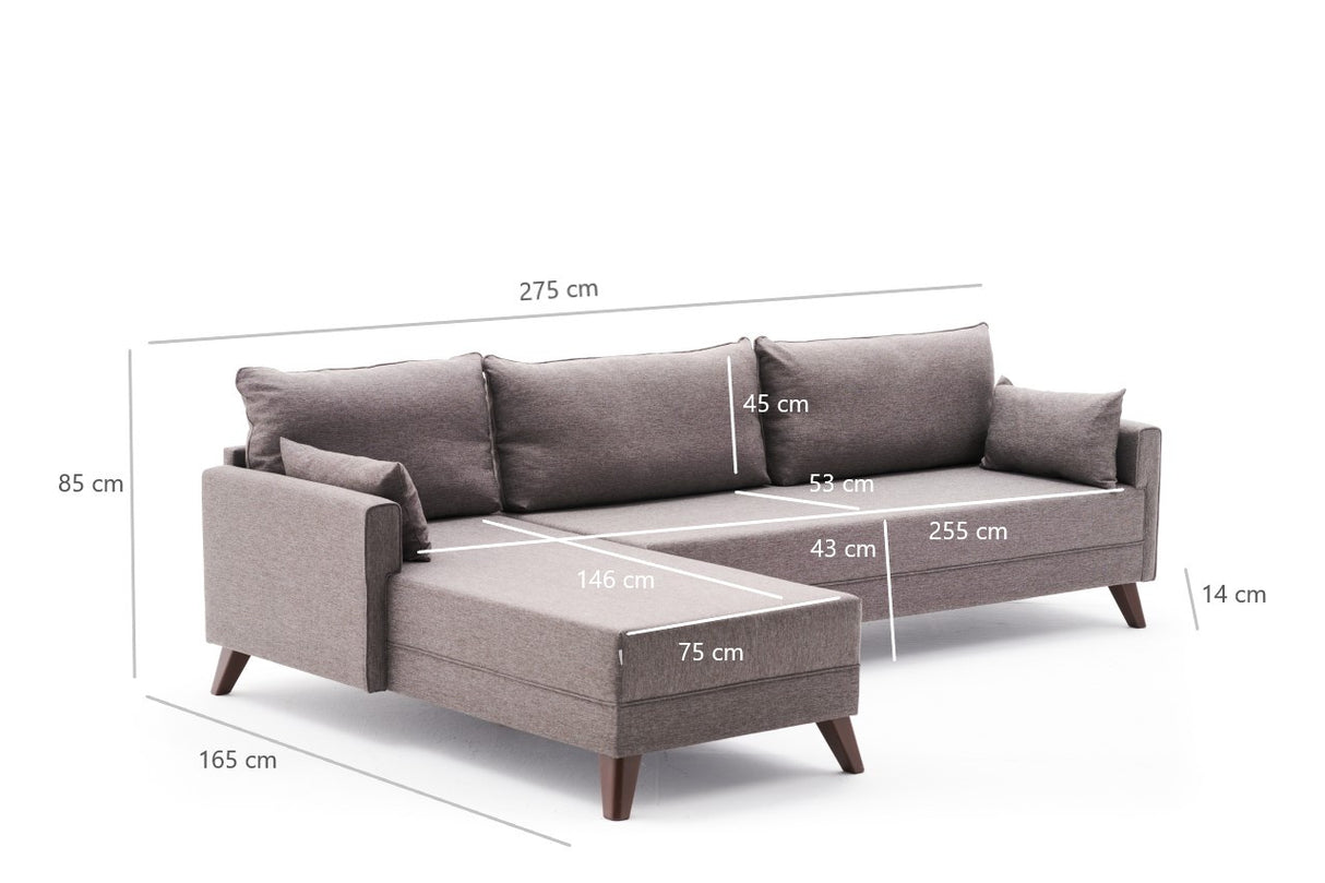 Ecksofa links Bella Brown