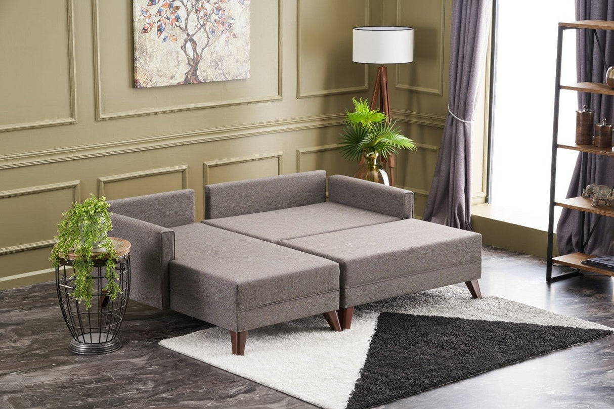 Ecksofa mit Schlaffunktion Links Bella Brown