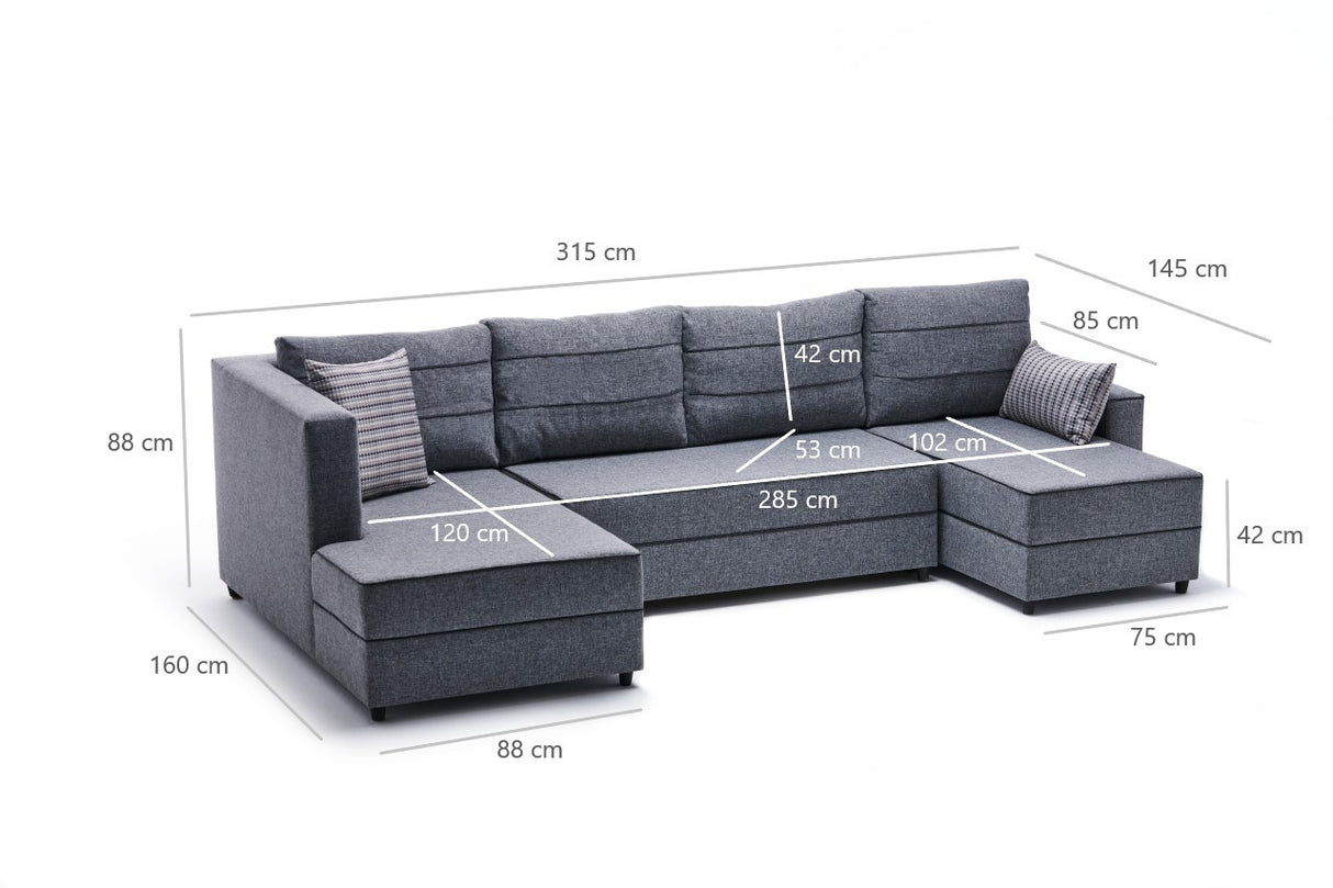 Ecksofa mit Schlaffunktion Ece Grey