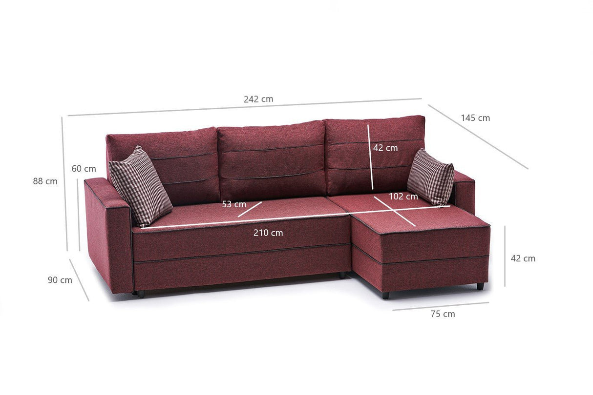 Ecksofa mit Schlaffunktion rechts Ece Claret Red