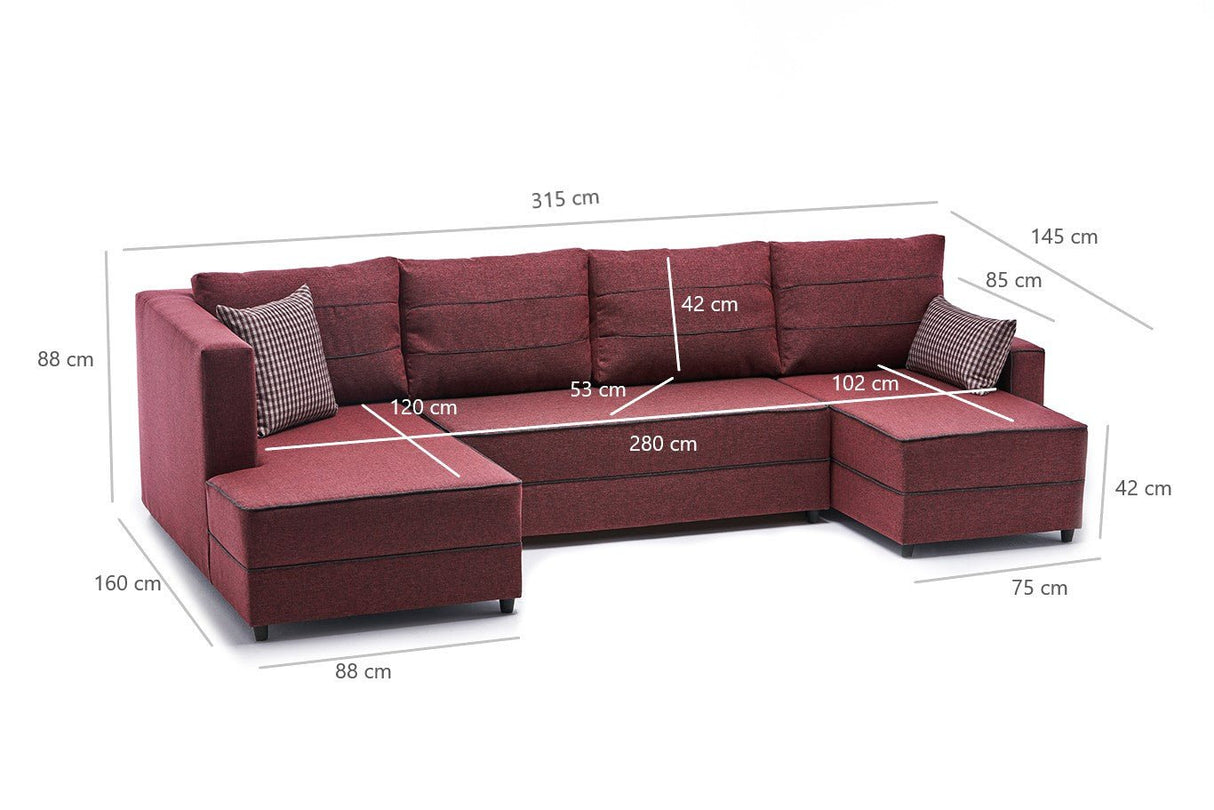 Ecksofa mit Schlaffunktion Ece Claret Red